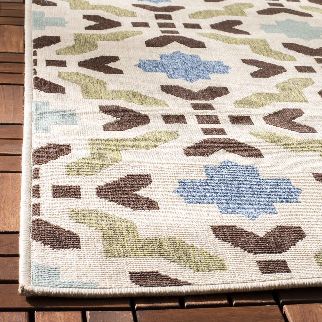 SAFAVIEH Veranda Branson Geometric Indoor/Outdoor Area Rug, 2'7" x 5', Cream/Terracotta