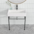 thumbnail image 4 of Kichae 30"x17"x5.7" White Console Sink Ceramic Bathroom Vanity Pedestal Sinks with Black Stainless Pedestal, 4 of 7