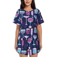 thumbnail image 1 of Balery Wine Glasses And Cocktails Conjunto de Pijama para Mujer con Estampado, Dos Piezas de Manga Corta y Shorts, Ropa de Dormir Suave con Cuello Redondo y Bolsillos-3X-Large, 1 of 6