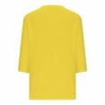 thumbnail image 5 of 2023 Cotonie Women's Solid Color T-shirt 3/4 Sleeves Pullover V-Neck Blouse 2023 Trendy Casual Tops,Yellow,S, 5 of 5