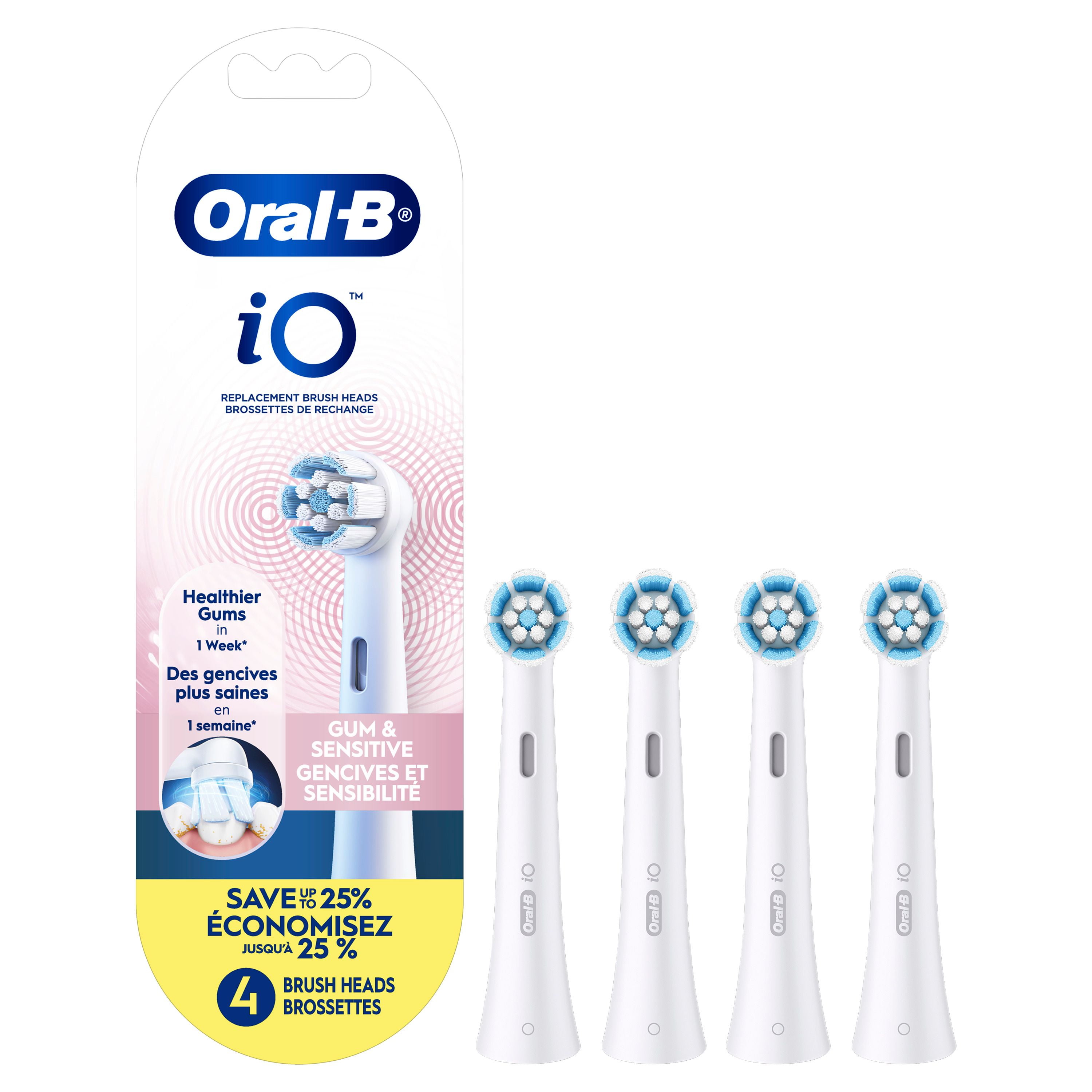Oral-B iO Gum & Sensitive Replacement Heads, Electric Toothbrush Brush Heads, White, 4CT