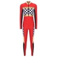 thumbnail image 3 of Sxiwei Womens Checkerboard Jumpsuit Rompers Racer Driver Costume Speed Car Driver Uniform Red L, 3 of 5