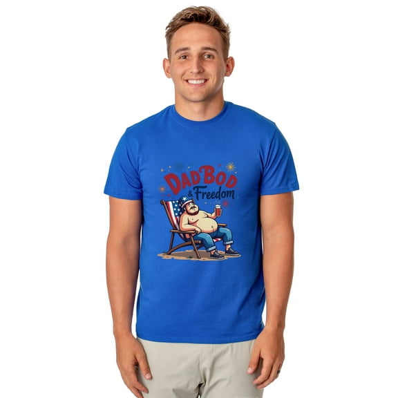 Dadbod And Freedom Men's Patriotic Festive Fourth of July Parody Funny T-Shirt
