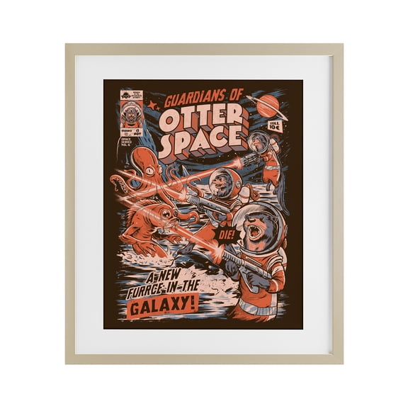 Stupell Industries Cottage Guardians Of Otter Space Retro Birch Framed Print Under Glass, 13 x 16, by EduEly Designs