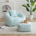 thumbnail image 2 of MDQMD 45"Giant Bean Bag Chair with Ottoman Pillow Armrest Ultra Soft Fluffy Faux Fur Oversized Comfy Lazy Sofa Memory Foam Floor Sofa Chair for Adults Living Room Bedroom Gaming Light Blue, 2 of 9