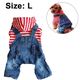 thumbnail image 2 of FloreceBien Sudaderas con Capucha para Perros y Gatos Ropa Trajes de Mezclilla a Rayas Rojas Vaqueros Azules Monos Chaqueta de una Pieza Disfraces Ropa Abrigos con Capucha, 2 of 6