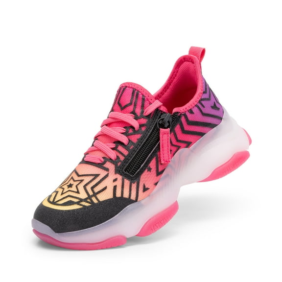 DREAM PAIRS Girls’ Sneakers with Side Zipper – Lightweight Casual Walking Shoes with Jelly Sole for Everyday Wear
