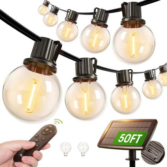 Cadena de luces solares Addlon, 15 m, G40, 27 LED, impermeables