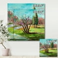 thumbnail image 4 of Designart ' Two Distant Trees In A Vibrant Green Landscape ' Traditional Canvas Wall Art Print, 4 of 4