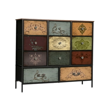 VASICAR Chest of Drawers for Bedroom with 11 Deep Drawers, Tall Fabric Dresser, Wide TV Stand, Storage Organizer for Closet, Nursery, Kid's Bedroom