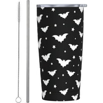 Halloween Bats Tumbler with Lid and Straw Gothic 20oz Insulated Stainless Steel Cup Spooky Travel Coffee Mug Water Bottle for Women Gift for Birthday Christmas