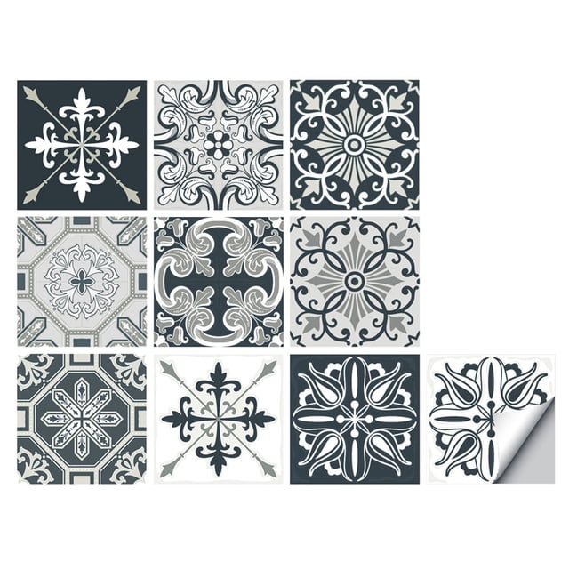 Advancent Etiqueta de la pared de la flor del azulejo de la pared Etiqueta engomada autoadhesiva impermeable del azulejo de la etiqueta del azulejo Decoración del hogar Nº 119 NO18 Advancent HA002473-119