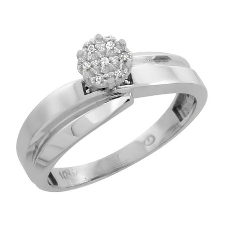 White Gold Engagement Brilliant Ring - 14k White Gold Diamond Engagement Ring, w/ 0.05 Carat Brilliant Cut Diamonds, 1/4 in. (6mm) wide
