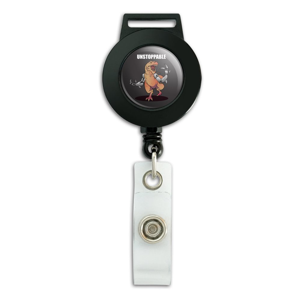Dinosaur Lanyard Keychain and ID Badge Holder \u2013 Durable Black Polyester \u2013 Novelty Necklace