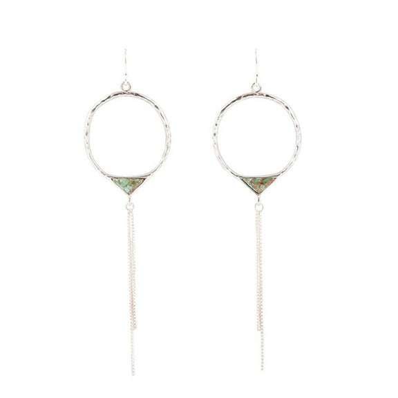 Turquoise and Sterling Silver Chain Fringe Front Hoop