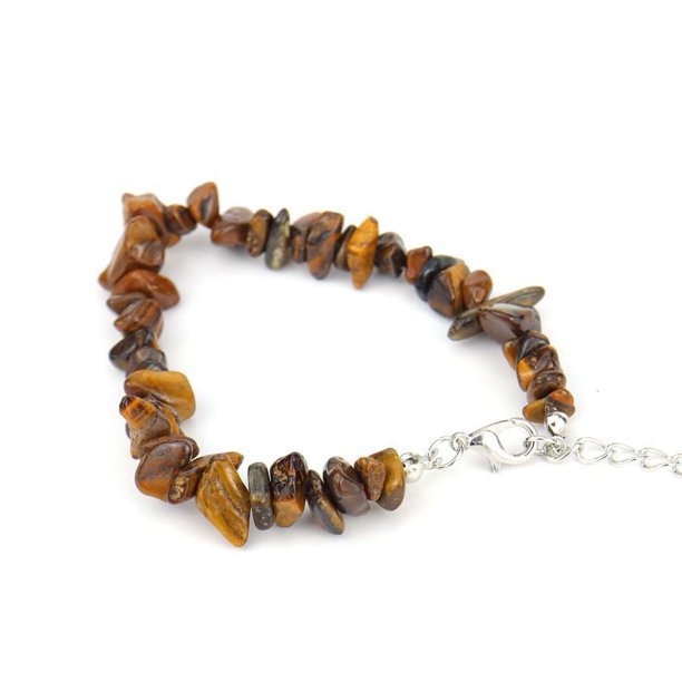 Nvzi Pulsera de cuentas hecha a mano, adecuada, pulsera ajustable de cristal de piedra natural vintage (marrón)