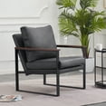 thumbnail image 2 of MCombo Modern Accent Chair, Armchair with Upholstered Cushion for Living Room Bedroom,  Faux Leather(Dark Grey), 2 of 9