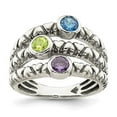 thumbnail image 4 of Sterling Silver Blue, Green & Purple Cubic Zirconia Oxidized Ring Size 7, 4 of 4