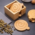 thumbnail image 2 of De Bambú Con Caja De Almacenamiento De Madera Resistente Al Calor Posavasos Antideslizantes Para Bebidas Posavasos Redondos De Madera 9,5 Cm/3,7 Pulgadas 6 Posavasos Advancent HA013123-00, 2 of 7