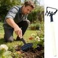 thumbnail image 4 of EGNMCR Tools&Home Improvement Small Garden Rake Hand Tool With Ergonomic Wood Handle High Carbon Steel For Loosening Weeding And Transplanting Compact Gardening Tool For Home Garden Rake, 4 of 8