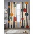 thumbnail image 5 of Abstract Boho Semi Sheer Window Curtains 84 Inches Long, Vintage Multicolored Geometric Stripes Rod Pocket Voile Silky Chiffon Curtain Light Filtering Drapes for Living Room, 52"x84", 2 Panels, 5 of 9