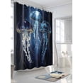thumbnail image 3 of Blue Jellyfish Shower Curtain, Ocean Dreamy Coastal Nautical Waterproof Shower Curtain Set with 12 Hooks Lightweight Washable Fabric Shower Curtains for Bathroom 36x72 Inches, 3 of 6