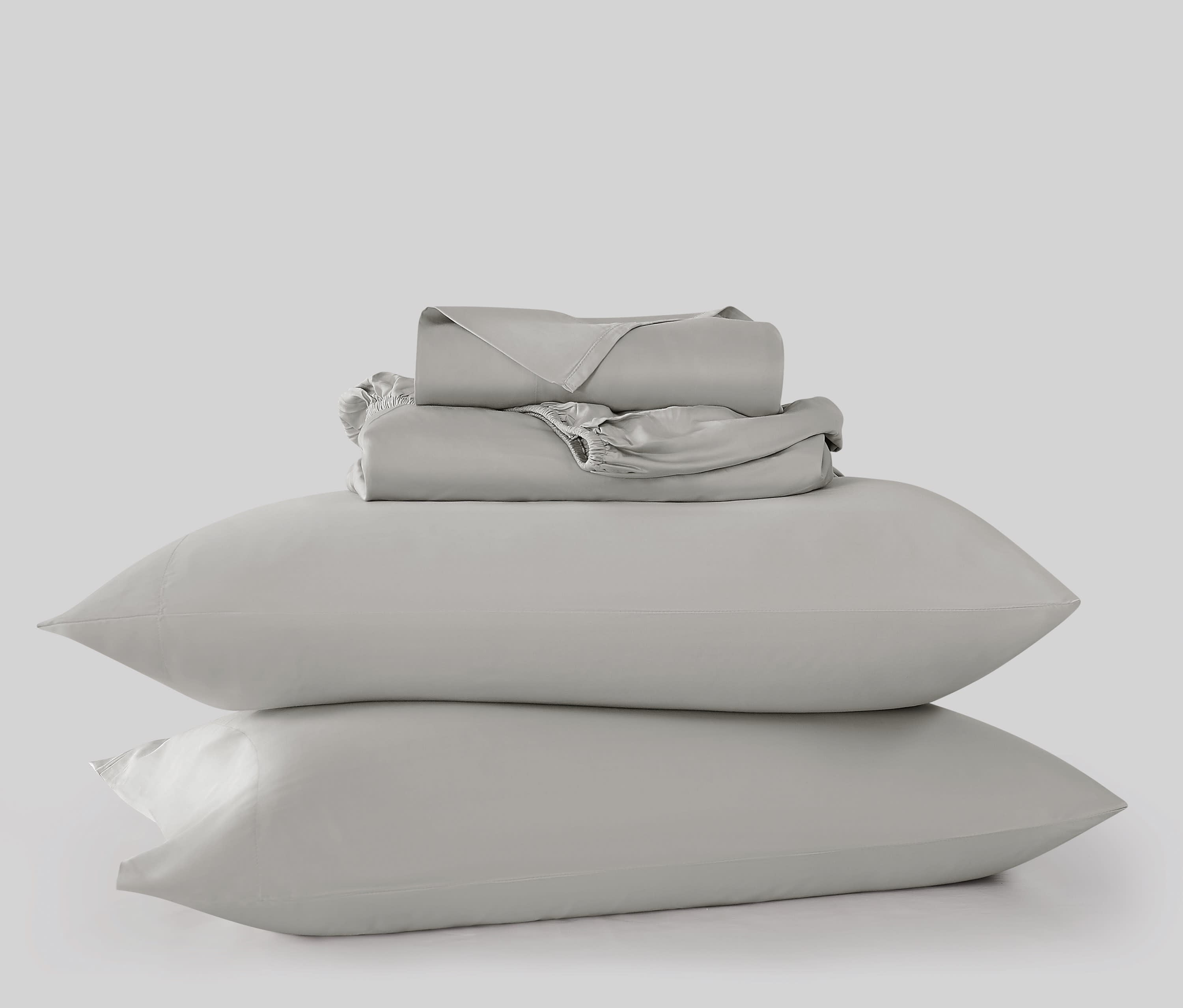 Brooklyn Loom 300 Thread Count Sateen 100% Rayon from Bamboo Deep Pocket 4 Piece King Sheet Set in Grey, All Season, Adult Size, OEKO-TEX Certified