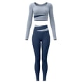 thumbnail image 5 of DHFJKG 2 Piece Workout Set For Women Long Sleeve Yoga Seamless Leggings Clothes Running Gym Fitness Comfortable Active Wear Pilates Outfits, 5 of 5