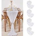 thumbnail image 1 of Boho White Cheesecloth Table Runner 4 Packs 36x120 Inches Romantic Gauze Table Runner for Home Party Birthday Wedding Reception Dining Table Decoration, 1 of 14