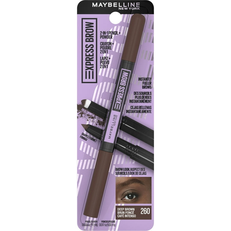Maybelline Express Brow 2-In-1 Pencil Brown Powder and Eyebrow Makeup, Deep