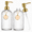 Clear-golden Pump-2p, variant on U 18Oz Glass Soap Dispenser with Golden Pump for Kitchen,Refillable Liquid Hand soap Dispenser with Vertical Stripe, Clear Soap Dispenser Bathroom for Hand soap, Dish Soap, Lotion