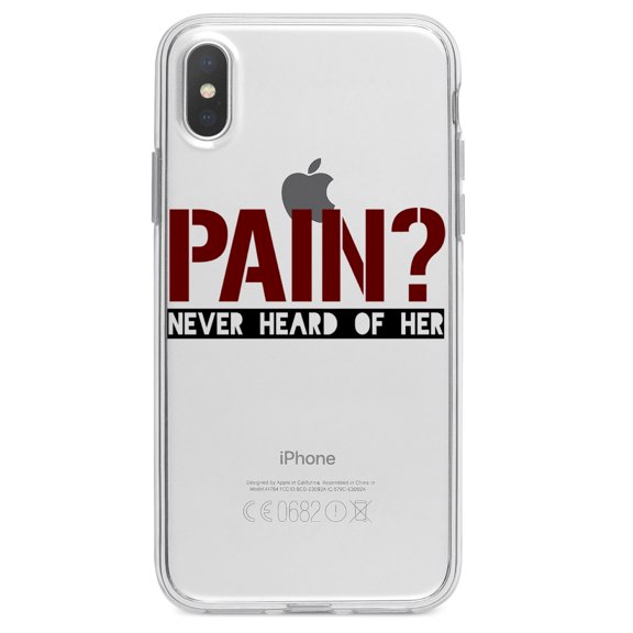 DistinctInk Clear Shockproof Hybrid Case for iPhone X / XS (5.8" Screen) - TPU Bumper Acrylic Back Tempered Glass Screen Protector - Pain? Never Heard of Her