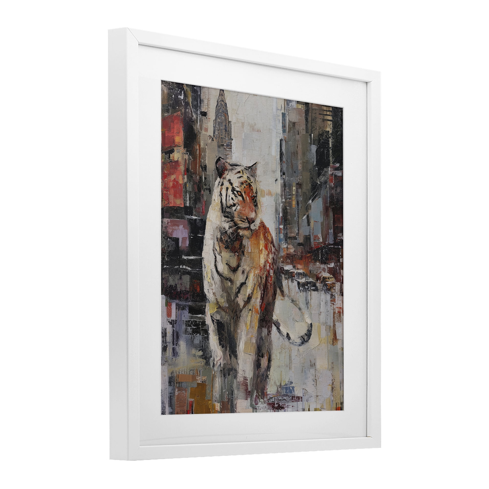 Stupell Industries Concrete Predator Roaming City White Framed Print Under Glass, design by Svetlana Aleynikova