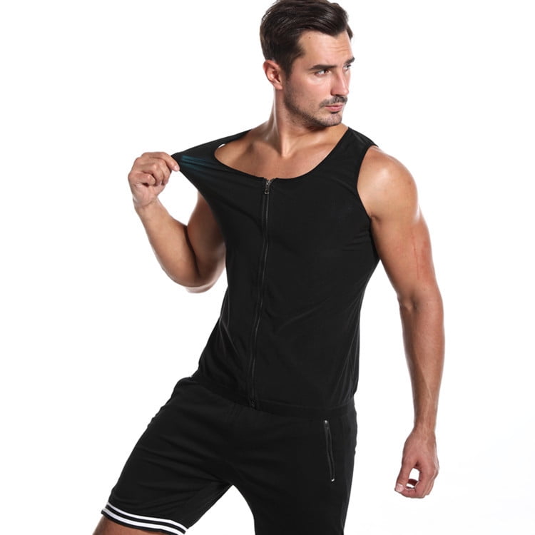 Men's Sweat Suit Zipper Corset Sports Sweat Vest Fitness Sweat Belly