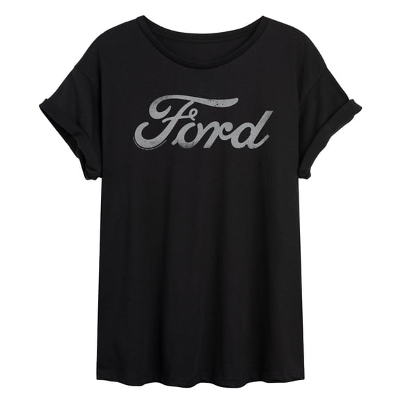 Ford - Grey Ford Logo - Juniors Oversized Graphic T-Shirt