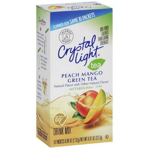 Crystal Light Peach Mango Green Tea Sugar Free Drink Mix Singles (Pack of 16)