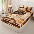 thumbnail image 2 of Castle Fairy Boho Black Woman Zipper Twin Comforter Sets with Fitted Sheet and 2 Pillowcases,Vinyl Record Art Zipper Bedding Set,Yellow,Black Reversible,4-Piece, 2 of 6