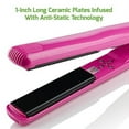 thumbnail image 3 of Ovente Ceramic Hair Straightener 1 Inch Ceramic Plate Hot Tool 2GB MP3 Player Speaker Up to 410 Degree Heat Control Smooth Glide Beauty Flat Iron Wave Curler Travel Slim USB Cord 110 Voltage Pink GF6, 3 of 8