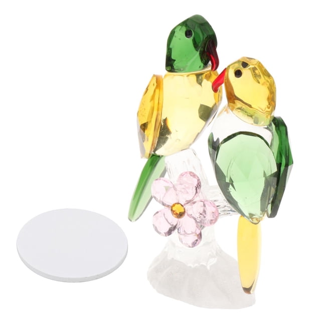yuksok Crystal Parrot Statue Bird Figurine Sculpture Animal Model Colorful Ornament for Green