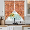 thumbnail image 4 of Boho Orange Kitchen Window Curtains, Swag Curtains Valance for Bedroom Living Room Bathroom, Country Style Bohemian Floral Retro Tribal Rod Pocket Window Curtain Block Drapes 2 Panels 36"x45", 4 of 9