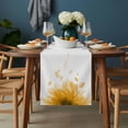 thumbnail image 2 of Modern Yellow Table Runner - 48 Inch Long, Kitchen Dining Table Runner Dresser Scarves, Gradient Floral Abstract Bohemian White Farmhouse Decor for Coffee Tables Wedding Party Banquet, 2 of 8