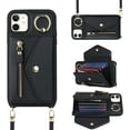 thumbnail image 2 of for iPhone 12 Case Wallet with Strap for Women - Crossbody Lanyard,Zipper Pocket,Credit Card Holder,Ring Stand - RFID Blocking Phone Wallet Case for iPhone 12 (6.1 inch,Black), 2 of 17