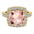 thumbnail image 4 of Cushion Cut Pink Morganite Halo Engagement Ring 14K Yellow Gold 2.70 carat, 4 of 5