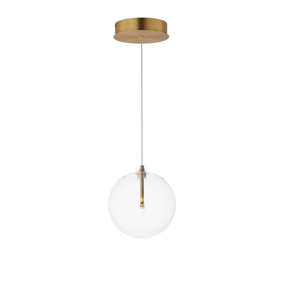 Global 1 - Light Natural Aged Brass - LED Glass And Steel Pendant Light