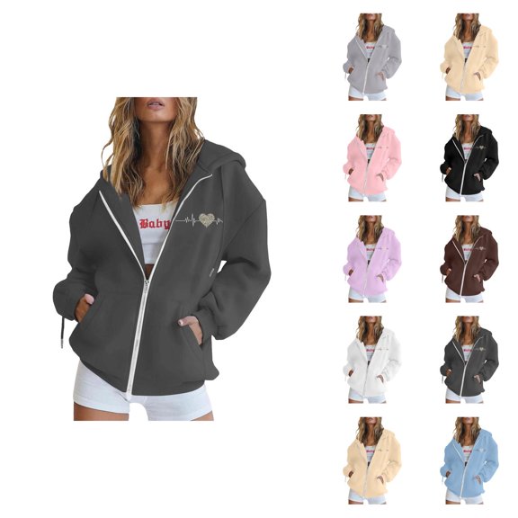Cropped Zip Up Hoodie Women Oversized Hoodie Womens Sweatshirt Casual Daily Style Fashion Women’s Hoodies And Sweatshirts – Casual Zipper Long Sleeve Pocket Drawstring Sports Hoodie For Everyday Wear