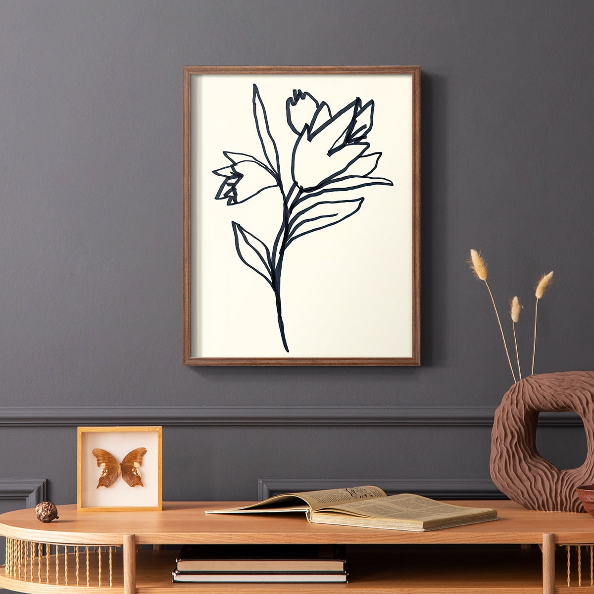 Floral Marker I in Paper Solid Wood 11 x 14 Framed Print