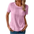 thumbnail image 2 of Aloohaidyvio Tops for Women,Womens Solid Round Neck T-Shirt Hollow Loose Short Sleeve Tops, 2 of 6