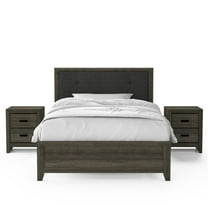 Furniture of America Livorn 3-Piece Gray Wood Bedroom Set - Full   2 Nightstands