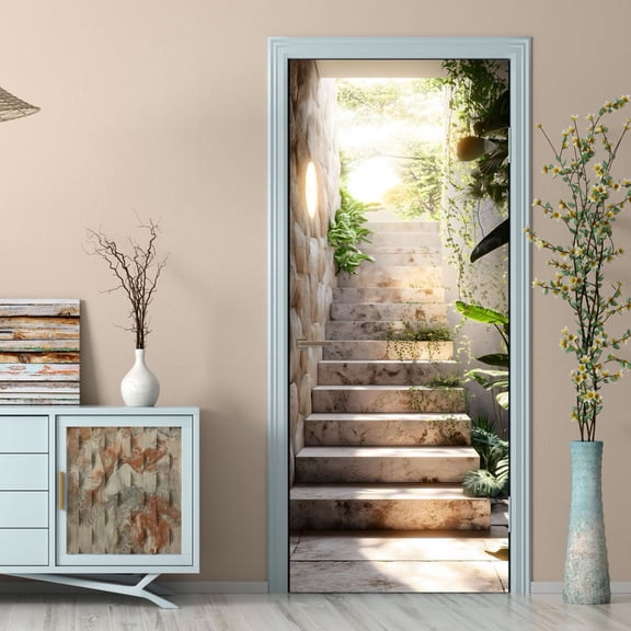 Door Stickers 3D Decals Door Murals Peel and Stick 30.3" W x 78.7" H Removable Decorative Vinyl Wallpaper Waterproof Self Adhesive Wall Covers Poster for Living Room Bedroom