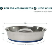 OurPets DuraPet Slow Feed Premium Stainless Steel Dog Bowl, Medium (4.5 Cups), Silver